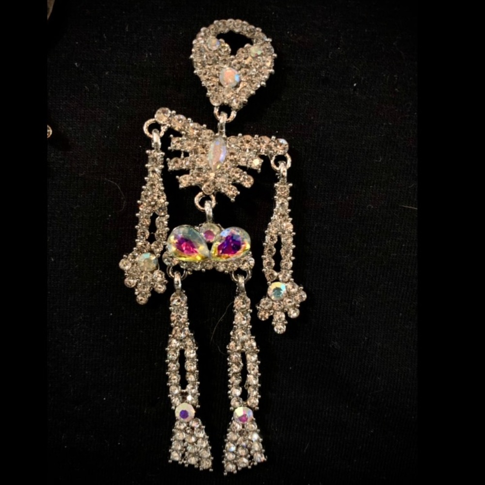 Rhinestone Skeleton Pin